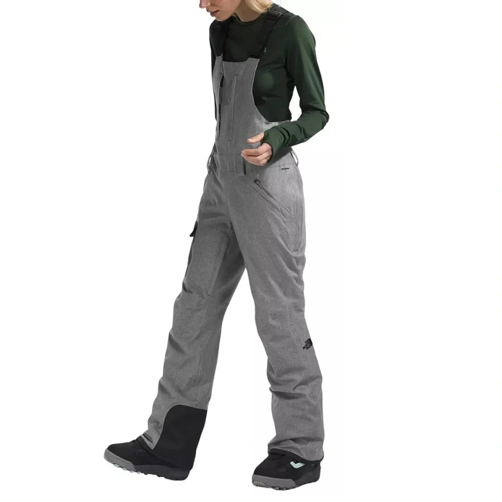 🦋THE NORTH FACE Freedom Insulated Bib Womens Pants Medium Grey Heather SzLarge - Picture 5 of 14